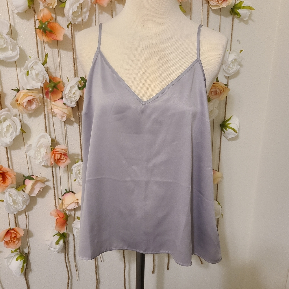 Grey satin crop top